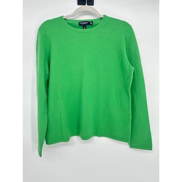Lands End Womens Large 100% Cashmere Crew Neck Sweater Long Sleeve Green - Picture 1 of 10